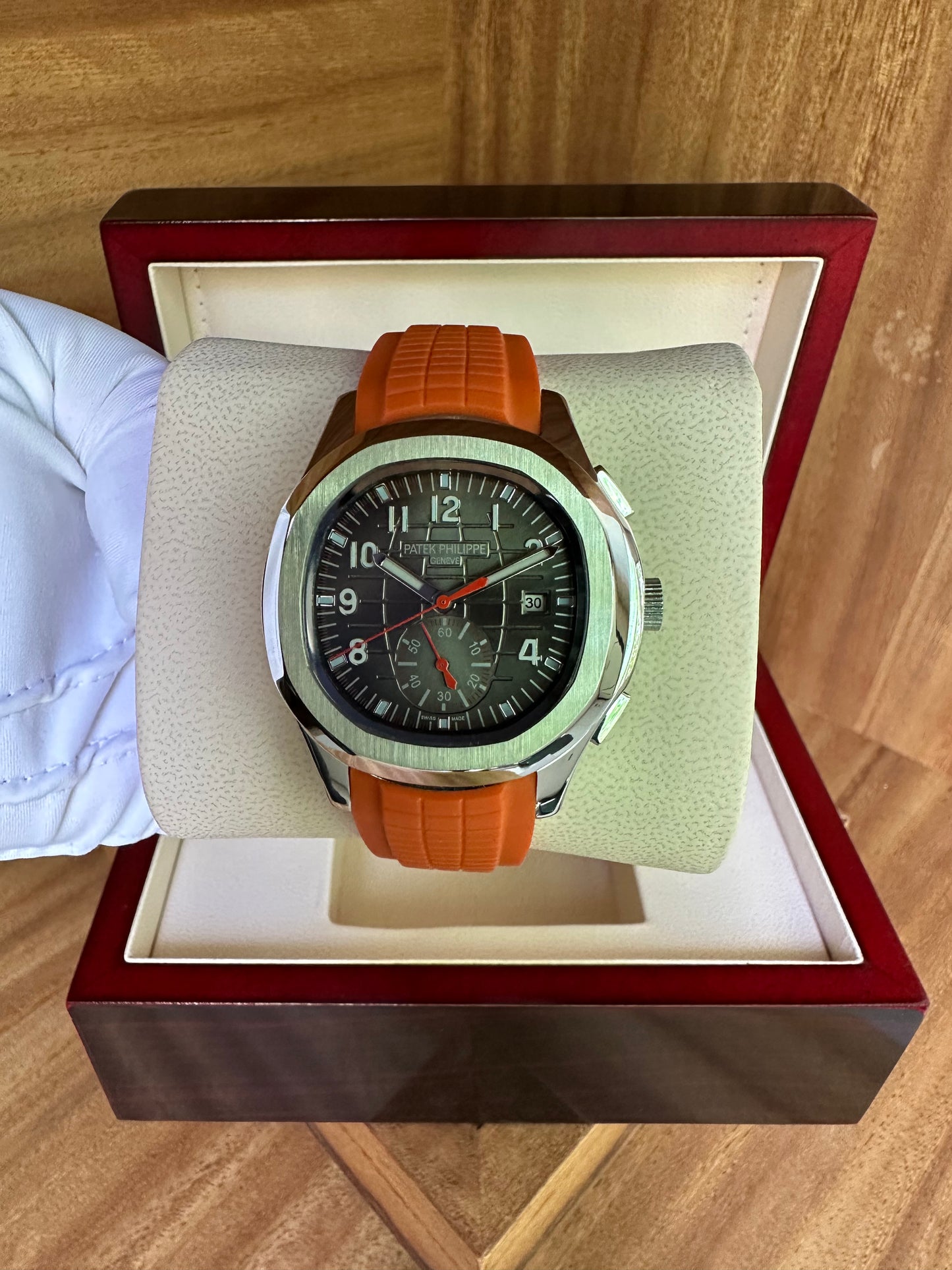 Aquanaut Chronograph - Orange Strap Black Dial