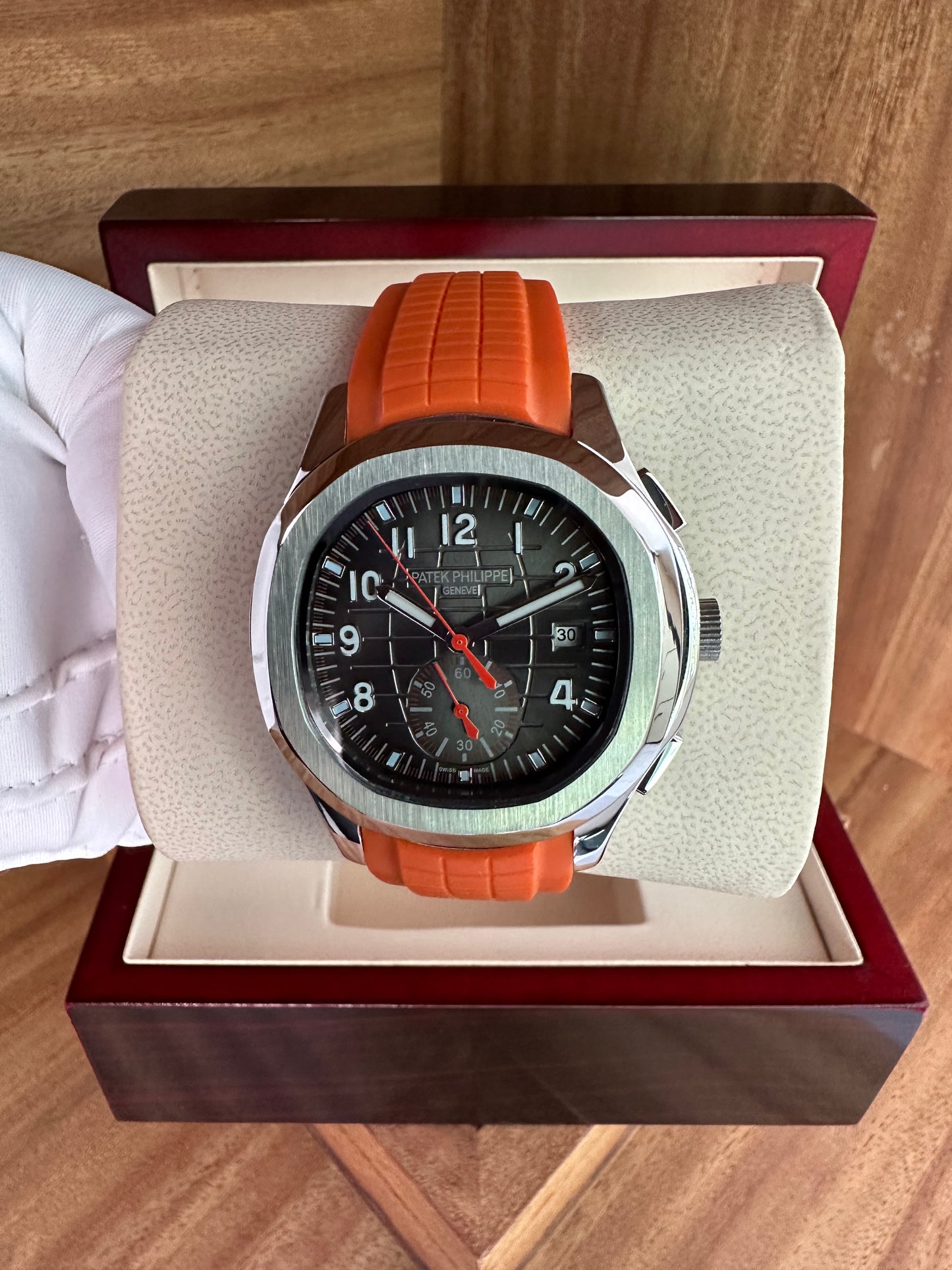 Aquanaut Chronograph - Orange Strap Black Dial