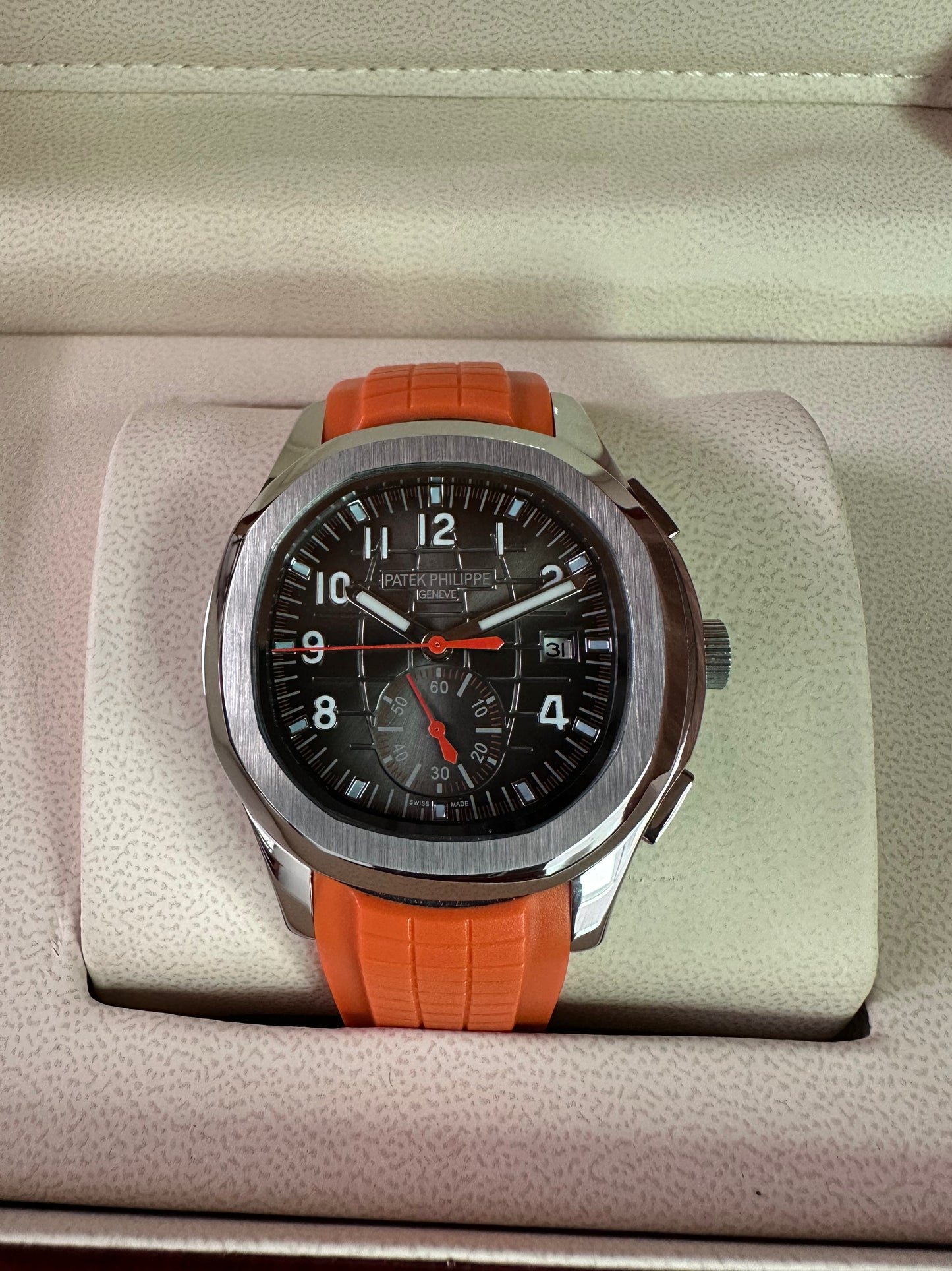 Aquanaut Chronograph - Orange Strap Black Dial