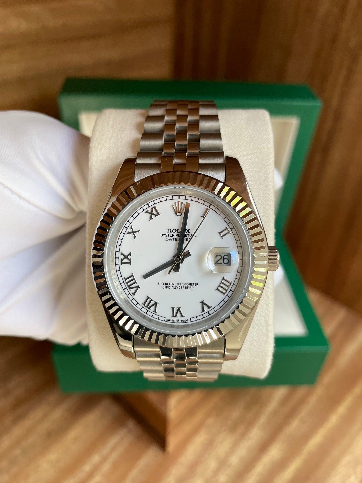 Date Just Oyster Perpetual - Dial Blanco